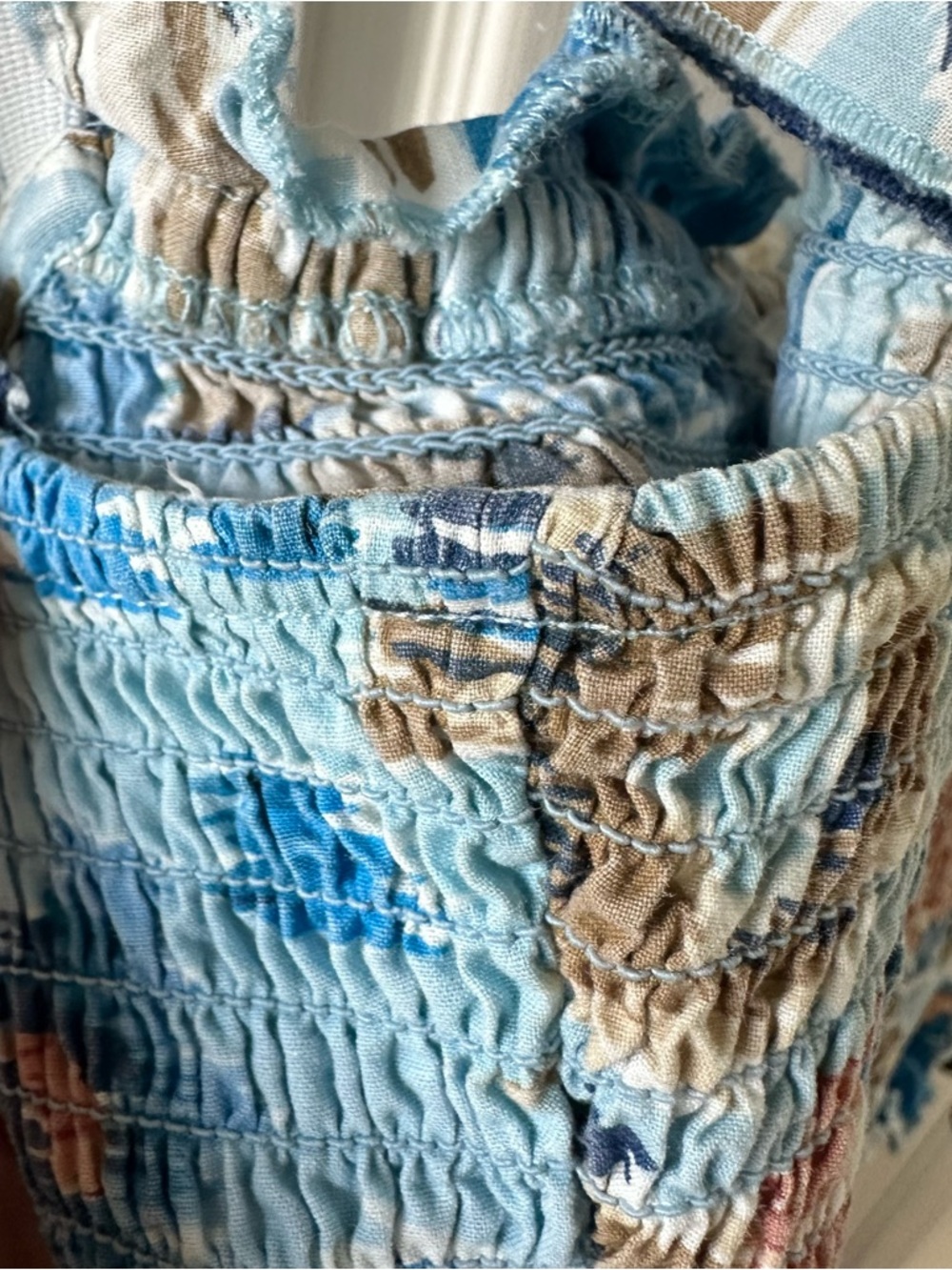 House Of Harlow 1960 Zoey Smocked Flutter Sleeve Blue Floral Maxi Dress Size S - Picture 5 of 6